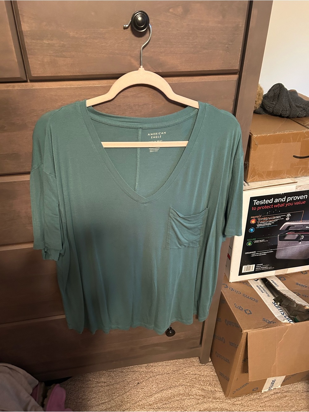 American Eagle Outfitters Women's V-Neck soft & sexy Tee - green